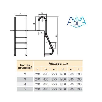 Лестница Aquaviva MUS-315 (3 ступ.) для облегченного спуска
