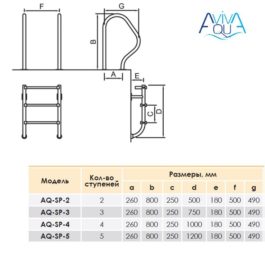 Лестница Aquaviva SP-515 (5 ступ.) из 2-х элементов