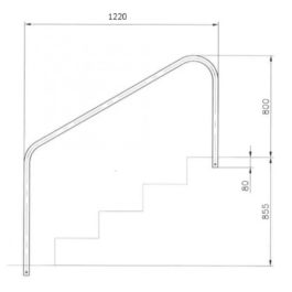Поручень для римской лестницы дл.1220мм + фланцы, AISI-316 (комплект 2 шт.)