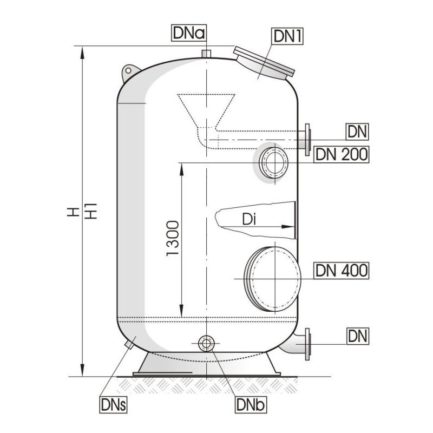 Фильтр MEDITERRAN, D=2200 мм, высота засыпки - 1500 мм, (дюзовое дно)