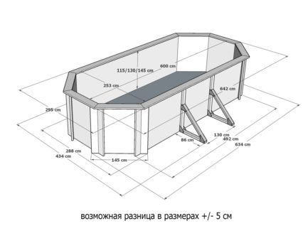 Деревянный бассейн Ангара, 600х250х145см, Кристалл