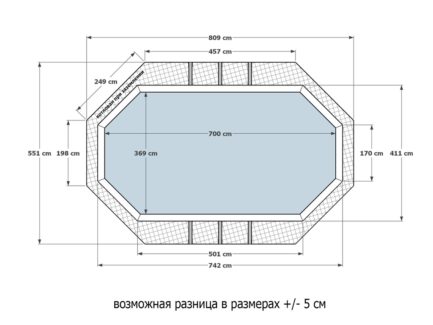 Деревянный бассейн Енисей, 550х370х145м