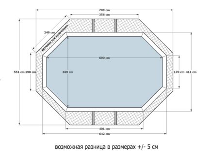 Деревянный бассейн Байкал, 600х370х145см, Кристалл