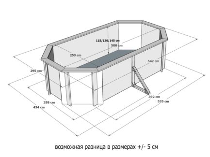 Деревянный бассейн Баргузин, 500х250х145см, Кристалл