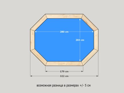 Деревянный бассейн (купель) овальный, 2.8х2.0м, глубина 115см