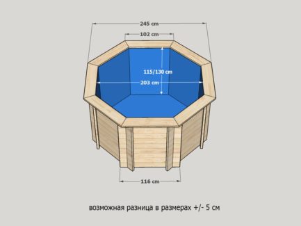 Деревянный бассейн (купель) круглый, 2.03х2.03м, глубина 115см