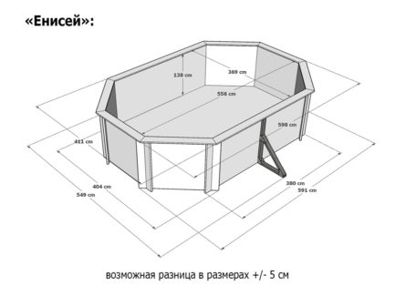 Деревянный бассейн Байкал-2, 700х370х130см, овальный