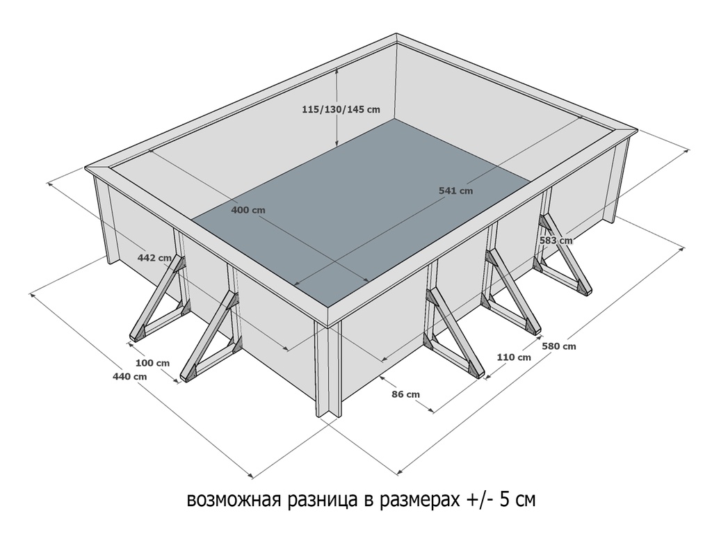 Деревянный бассейн Илим, 540х400х145см, Кристалл Деревянный бассейн Илим, 540х400х145см, Кристалл