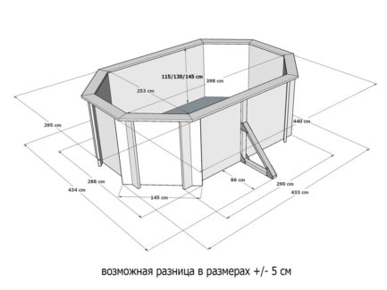 Деревянный бассейн Иркут, 400х250х145см, Кристалл