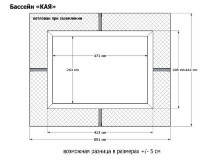 Деревянный бассейн Кая, 370х260х145см, Кристалл