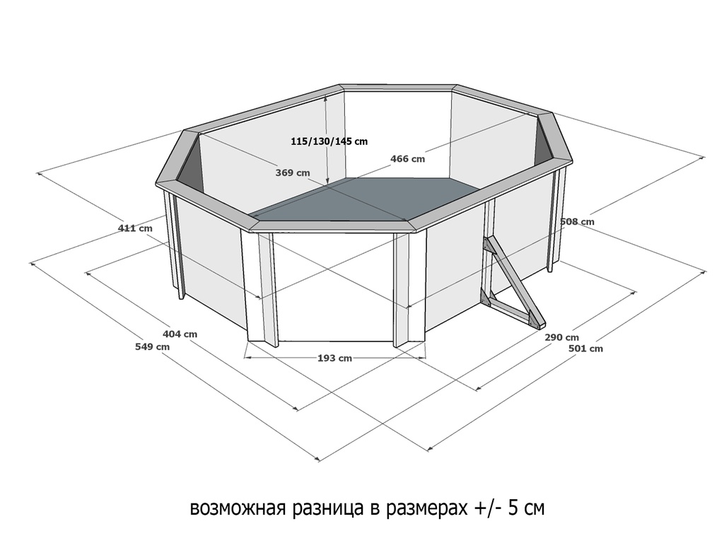 Деревянный бассейн Киренга, 465х370х145см, Кристалл Деревянный бассейн Киренга, 465х370х145см, Кристалл