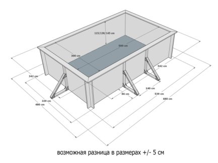 Деревянный бассейн Китой, 500х300х145см, Кристалл