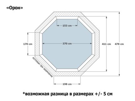 Деревянный бассейн Орон, 370х370х115см, Кристалл