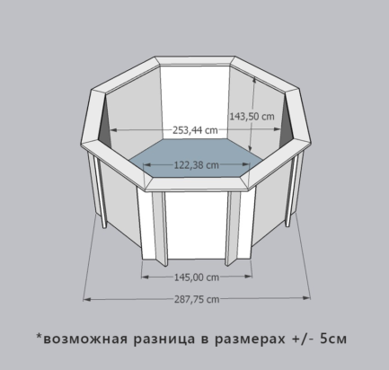 Деревянный бассейн Ханхой, 250х250х145см, Кристалл