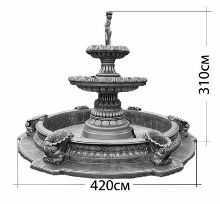 Фонтан Дворцовый с Афродитой, классический, 2 каскада (d. 450см, бетон, цв. бронза)